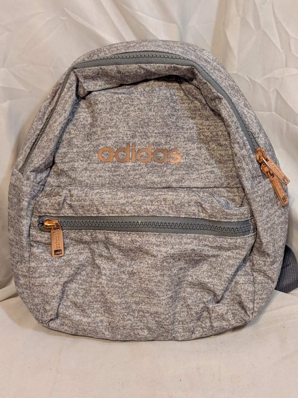 Adidas Grey Heather Mini Backpack with Rose Gold Accents